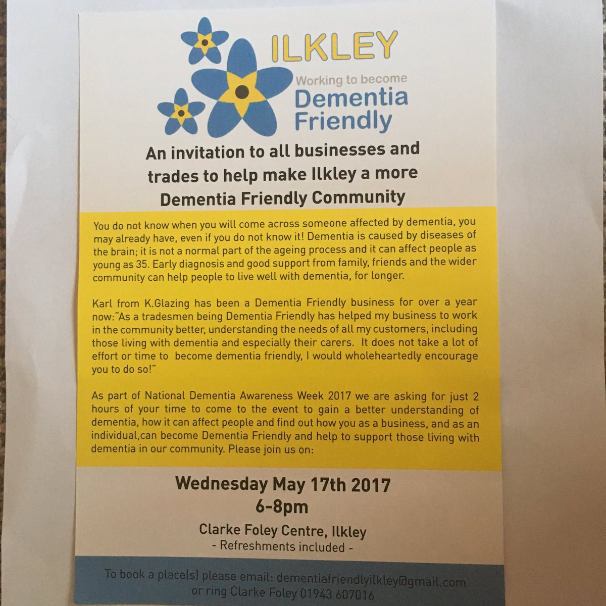 Please can you help us with some publicity? @StrayFM We would like to get the word around to Ilkley Businesses