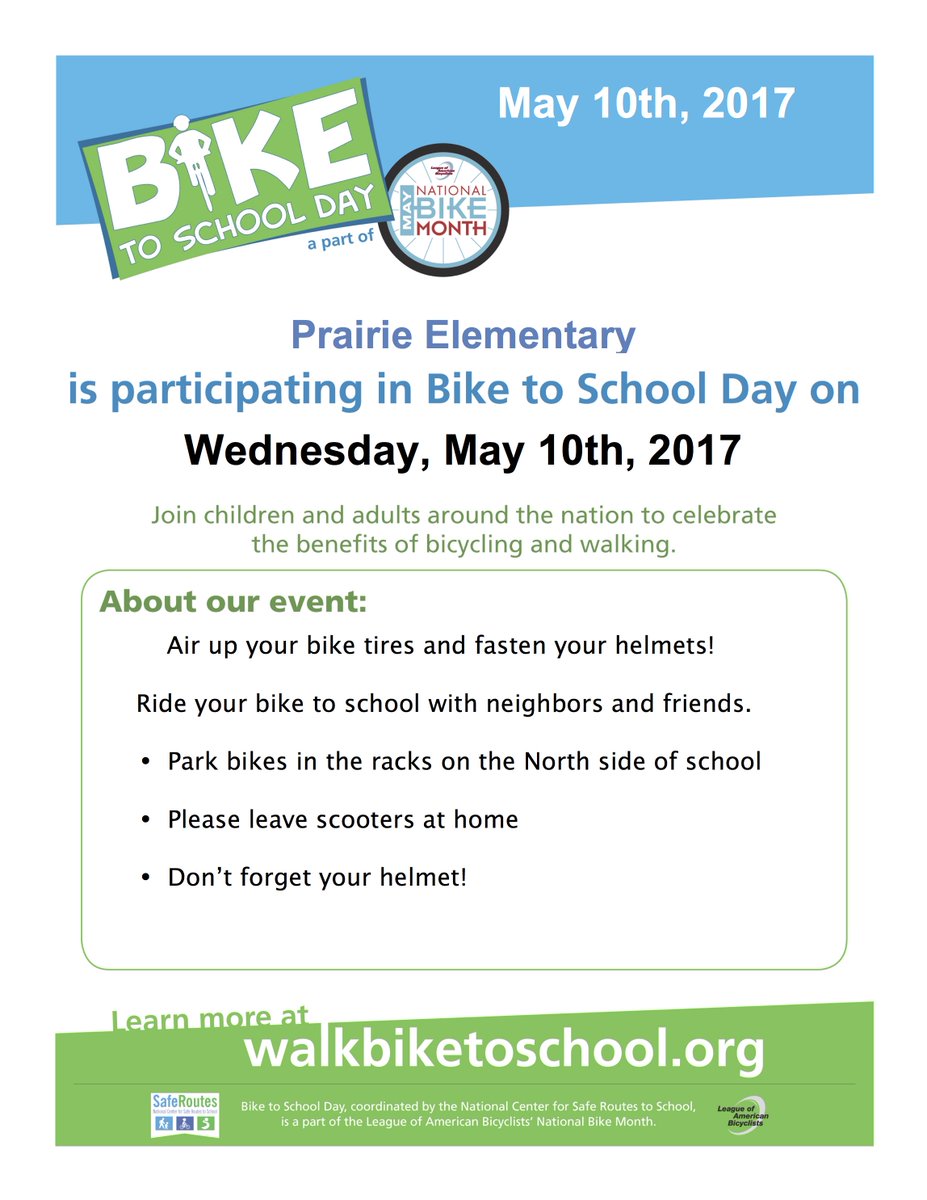 Get those bikes ready to ride to school tomorrow!  #prairie512
