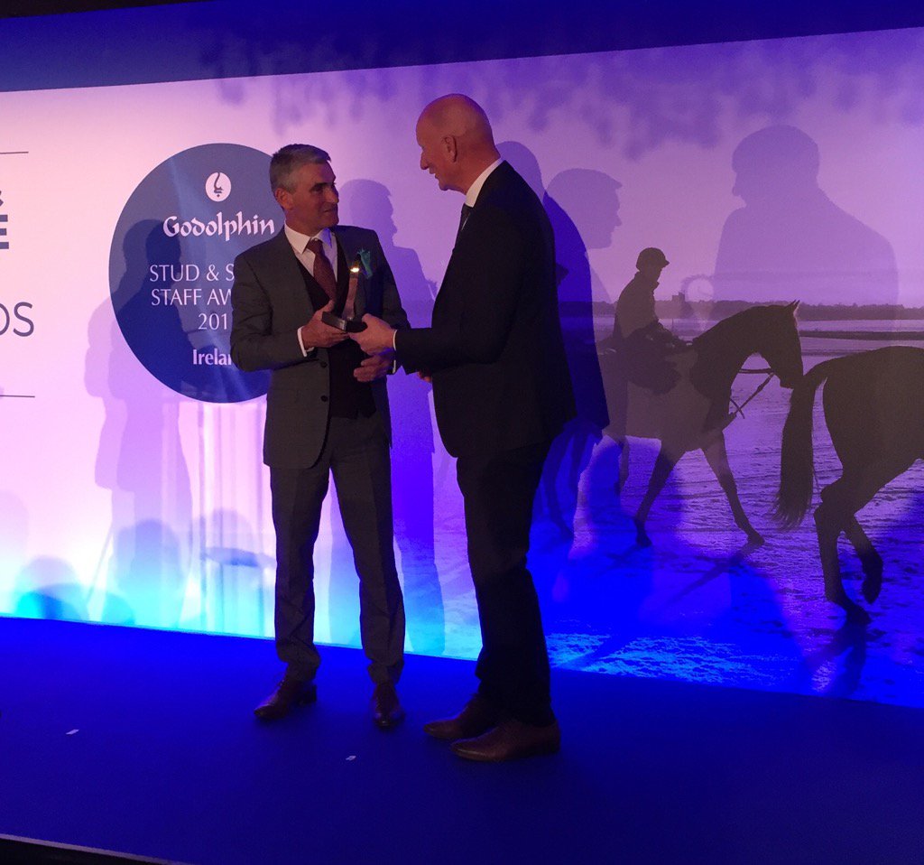 Adrian Taylor, assistant trainer to Jim Bolger, is the winner of the In The Saddle Award at the <a href="/godolphin/">Godolphin</a> awards