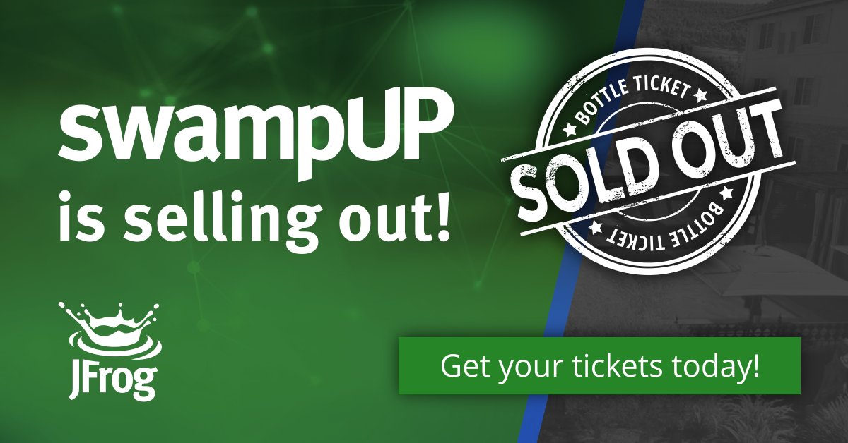 jfrog's tweet photo. swampUP is SOLD OUT of Bottle tickets - we added a few more training seats,  get your ticket NOW! #DevOps https://t.co/vT7Ob9l3ZT https://t.co/Ev6tvKs9PK
