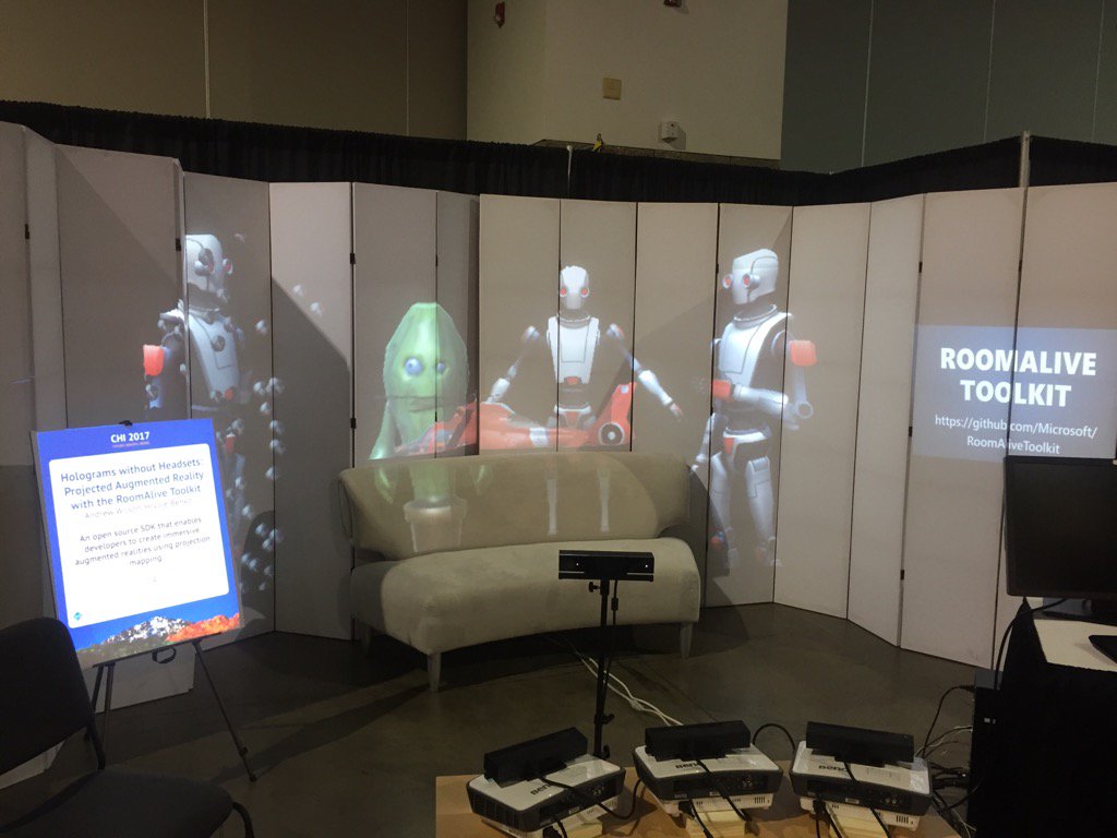 hrvojebenko's tweet photo. Demoing #RoomAlive Toolkit @CHI2017. Check out our Unity integration and get the code on https://t.co/zbWEkakxog https://t.co/lxpOYL5cWX