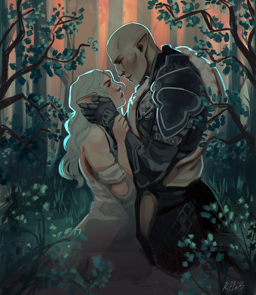 Kf1n3's tweet photo. Finished solavellan commission, also realized this is the first time I've ever drawn Solas https://t.co/c95mlI45vE
