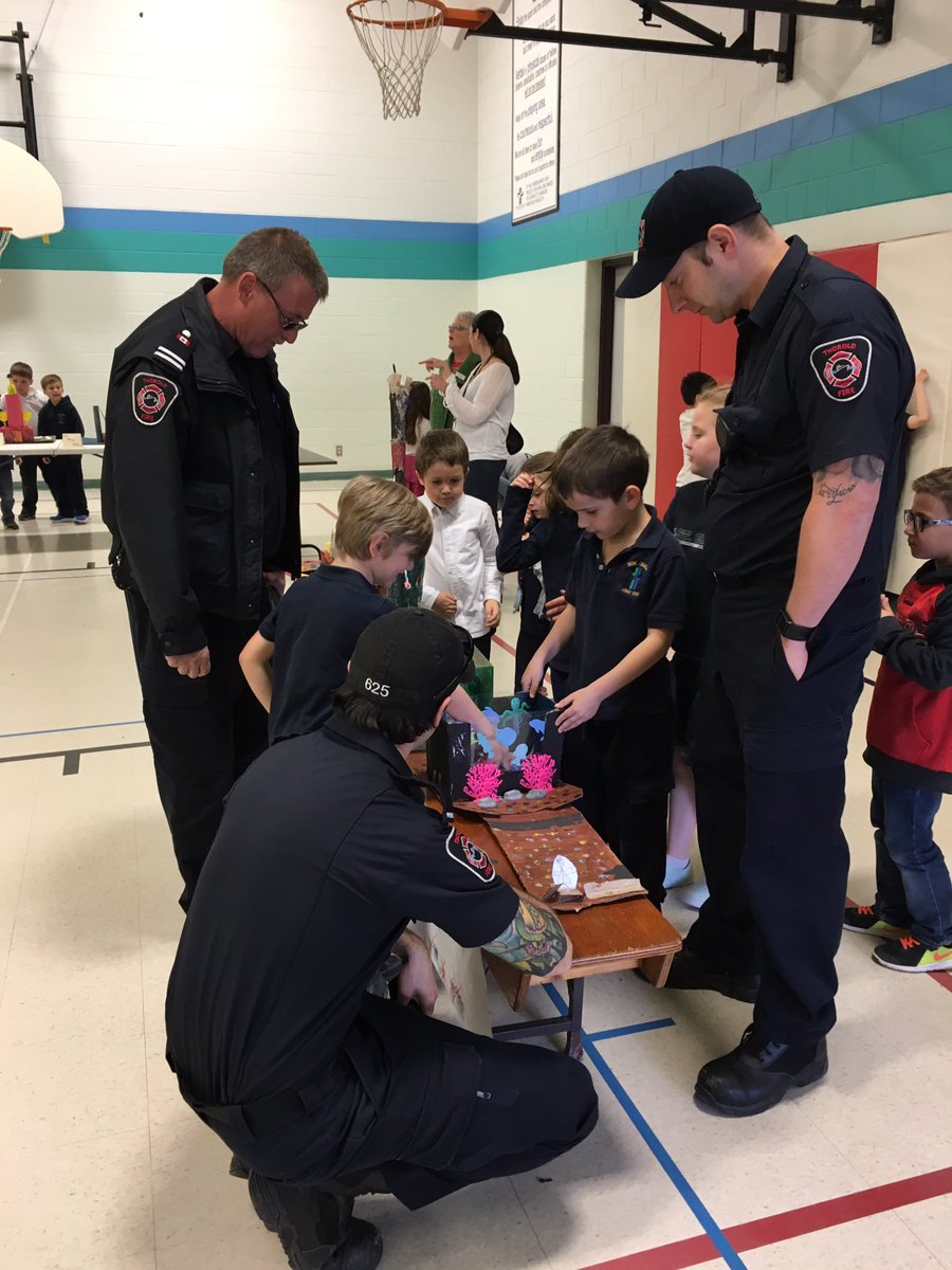tpffa1182's tweet photo. On duty inspection of St. Charles School Grade 1 student's "Structures". Great work everyone! @FireChiefSeth @niagaracatholic #Thoroldfes https://t.co/LXKuEskcbu