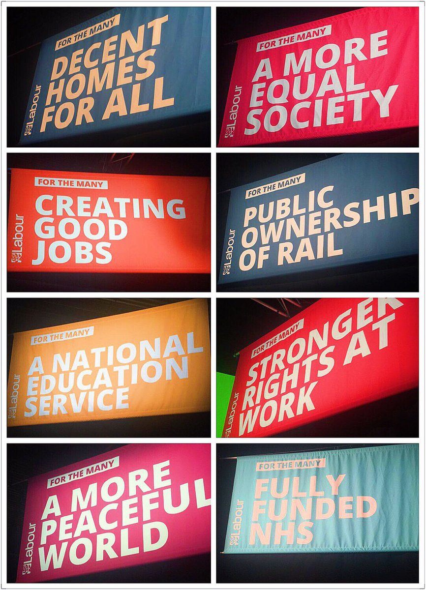EmilyThornberry's tweet photo. We launched our #GE2017 campaign today. And up on the banners round the hall, is what we are fighting for. @UKLabour https://t.co/uwUCaaXuHq