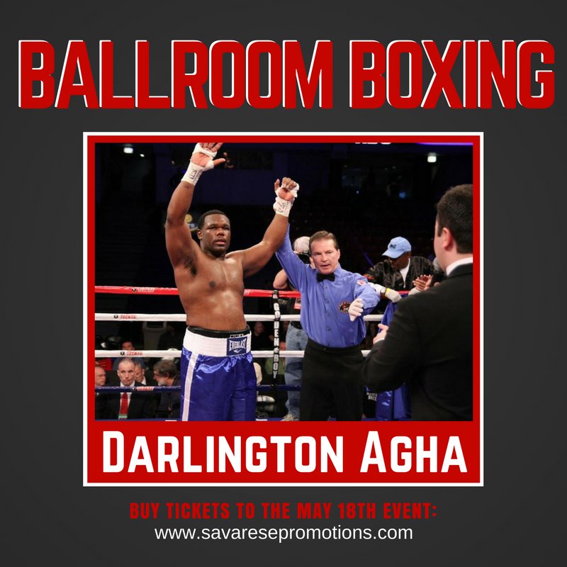 Savarese_Promo's tweet photo. Catch Darlington Agha and #Houston native, Arturo Marquez, in the #BallroomBoxing ring on May 18th at The Ballroom at Bayou Place.
#Boxing https://t.co/SIlbpNQQH6