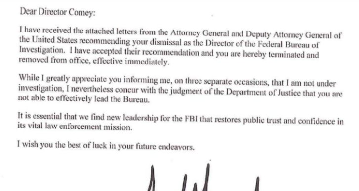edwardcurrent's tweet photo. The #2ndParagraph of the Comey firing letter β it isn't a mere tweet, but an actual historic document of the United States β is unbelievable https://t.co/XnlEujrkBB