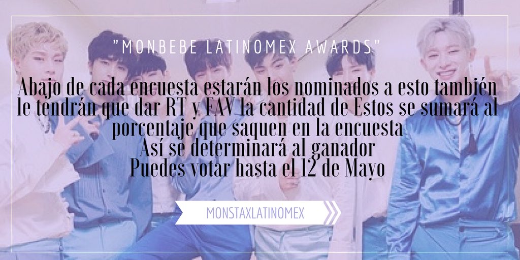 MxLatinomex's tweet photo. Aquí están finalmente las nominaciones! 💜
Lean con atención #MONBEBE 💜
Es una linda dinámica 🙊#MONSTA_X https://t.co/vQ0VQ91u44