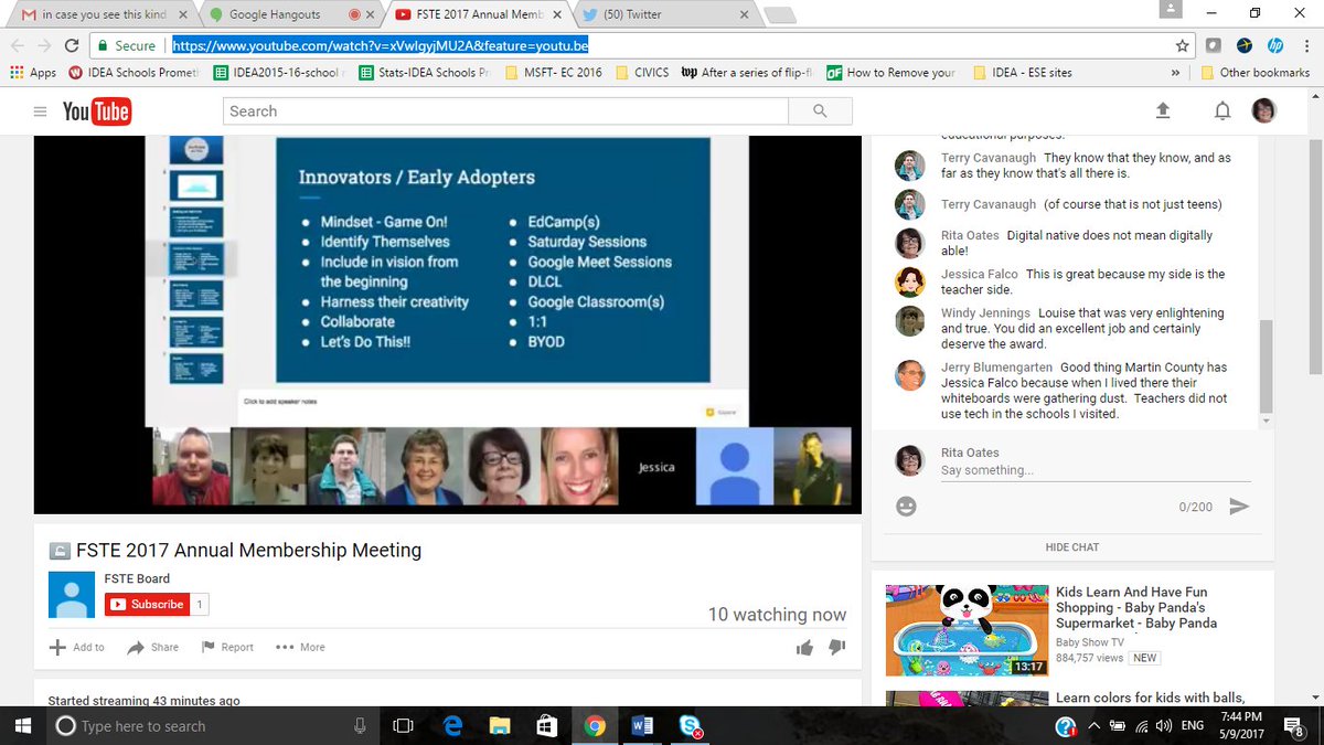 RitaOates's tweet photo. #FSTE livestreaming Jessica Falco, Outstanding Leader in Technology from Martin County Schools. https://t.co/FkEO9mlybX #ISTE https://t.co/xJVZvsqnzY