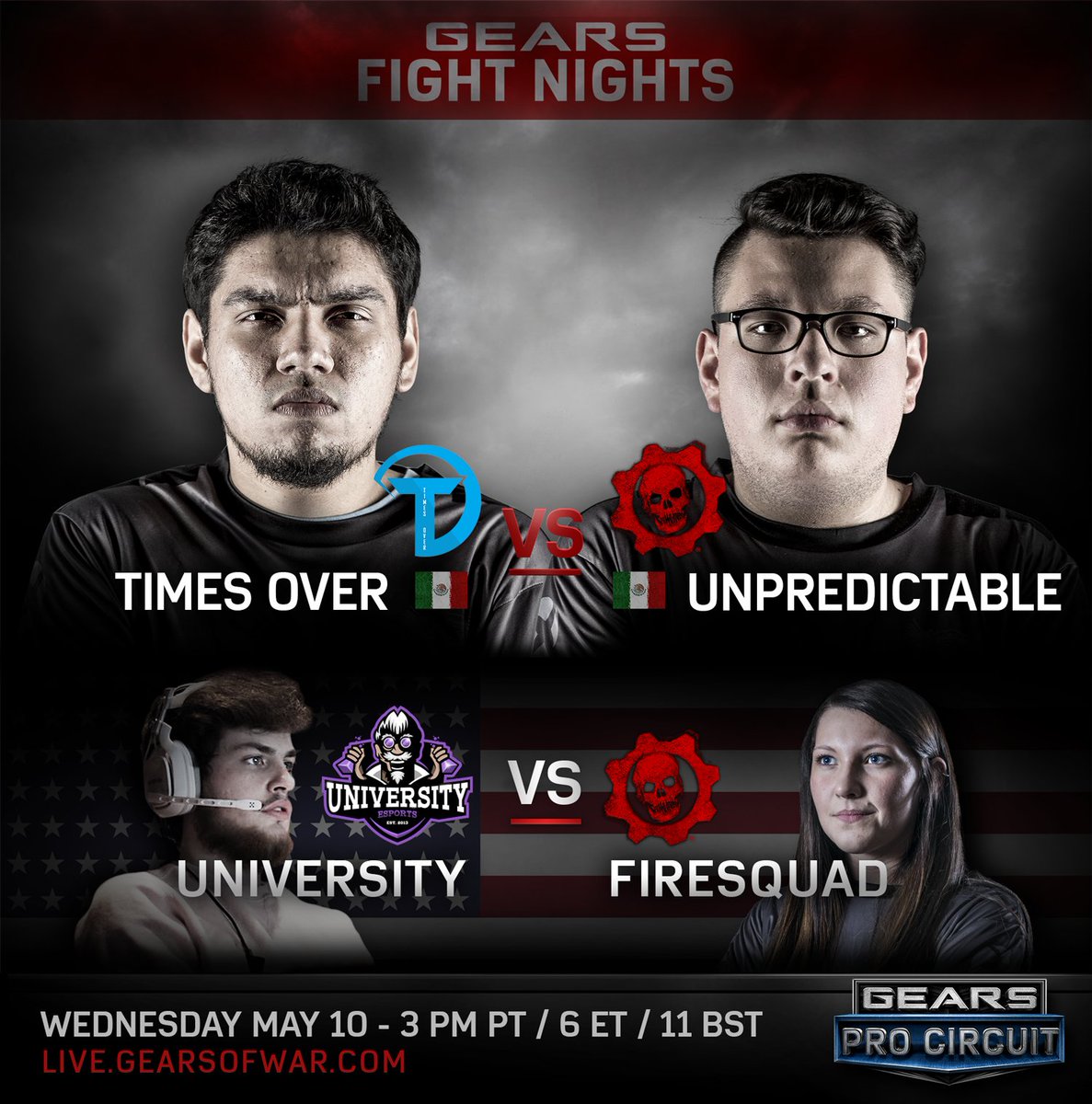 GearsEsports's tweet image. TOMORROW: Gears Fight Nights returns with a pair of showcase matches, including a match between two of the top three teams in Latin America.