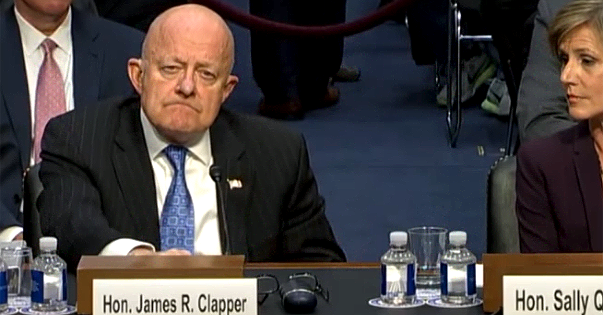 Jennhutton2's tweet image. Former DNI Clapper Admits To Unmasking Trump, Trump Associates, Or Congressmen ln.is/CENla #m... by #RickRWells via @c0nvey