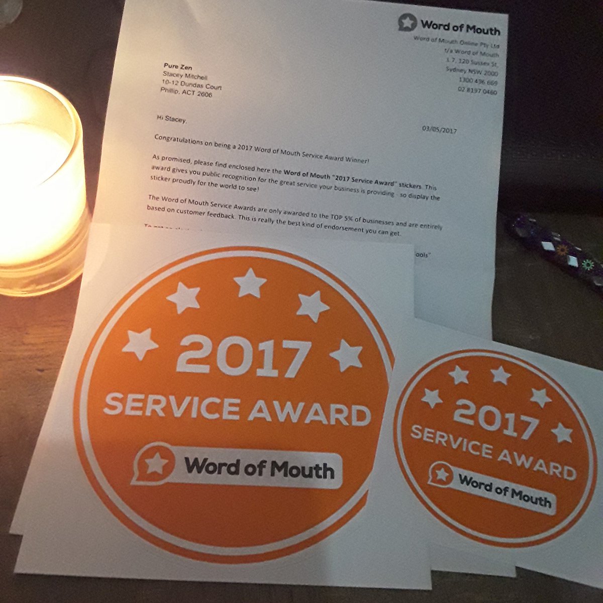Thanks for the service reviews guys! Thanks to you we just received a customer service award from wordofmouth.com.au!