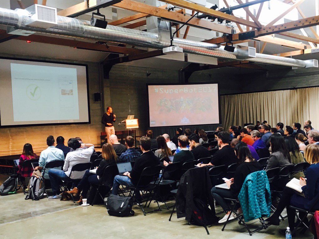 nguyenstephane's tweet photo. Thanks to @dashbotio for letting @assist share its UI/UX learning at #SuperBot2017! Amazing crowd! ๐ธ:@courtneynel https://t.co/HoyuGZbqaN