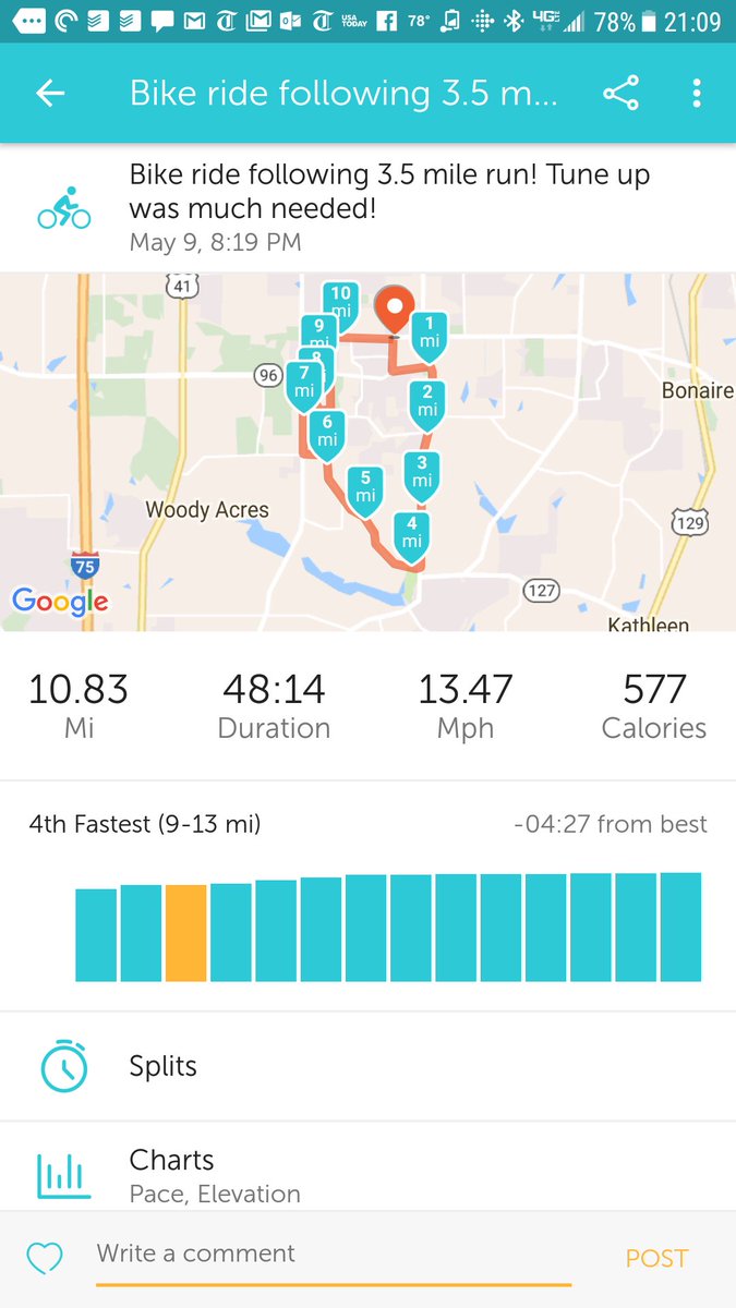 troy_keel_18's tweet photo. 3.5 mile run with my #RunforGodWR friends followed by a 10 plus mile bike ride. Bike rides great after tune up! #earthathon #dreampacers π https://t.co/il7BiqQm99