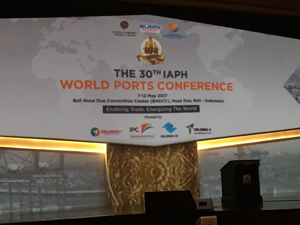 wpd_magazine's tweet photo. We are at the opening of the 30th World Ports Conference in Bali with over 600 port representatives present. #iaph2017 https://t.co/VKcKf5LXi9
