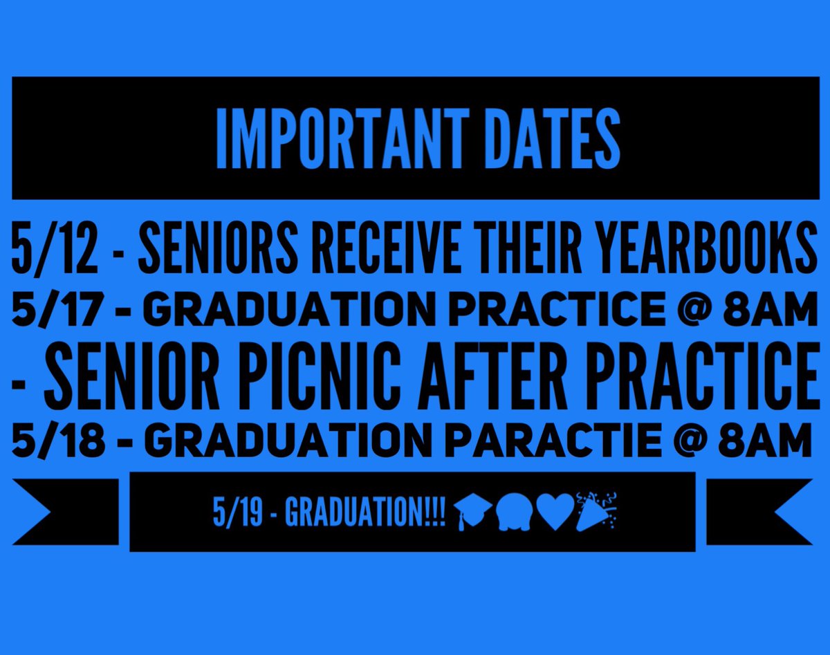 EVClassof2017's tweet image. Important Dates 🎓🎉💙 for the next week