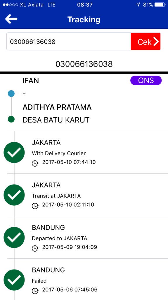 adhityaa1806's tweet photo. .@TIKICare @IdTiki @TIKICare skrg malah di balikin ke jakarta min,, https://t.co/5CKIGXcUuI