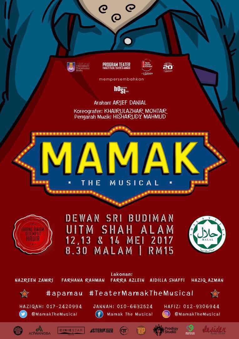 KerolMohtar's tweet photo. jom saksikan Teater Muzikal Mamak pd 12-14 Mei ini di Dewan Sri Budiman uitm shah alam 👍🏼#teatermuzikalmamak #apamau https://t.co/QKQTH28Ygm