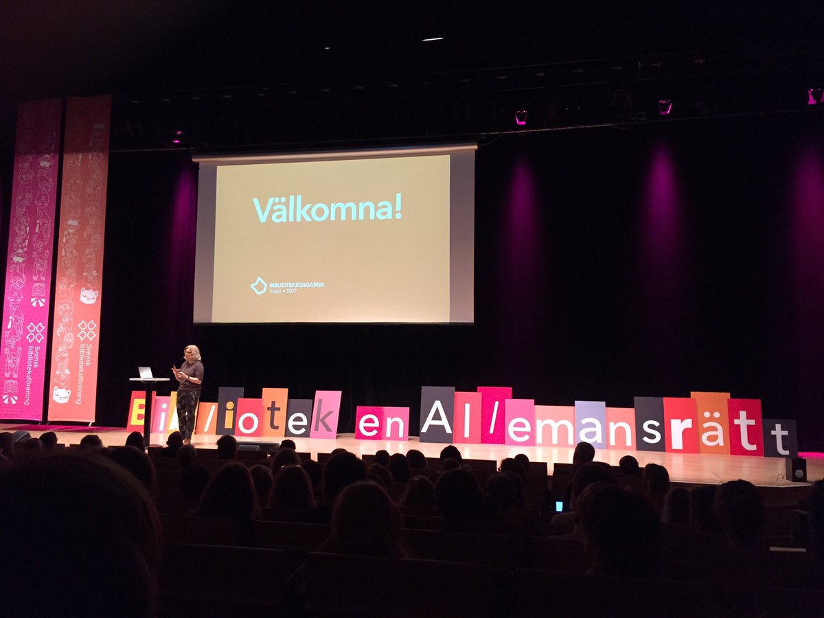 Karin Linder lyfter att biblioteken är den mest besökta offentliga platsen och en allemansrätt  #bibldag17
