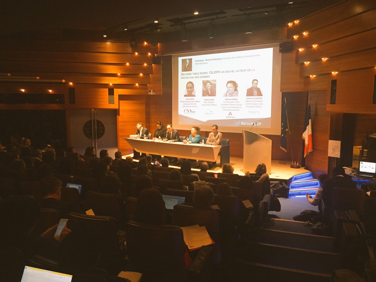 AcselDigital's tweet photo. Seconde table ronde: CIL/DPO animée par @NHerbreteau avec des speakers du @CNNum @CloudSante @AREVAfr et @groupekeolis #acselRGDP https://t.co/gWZ3q4pbpm