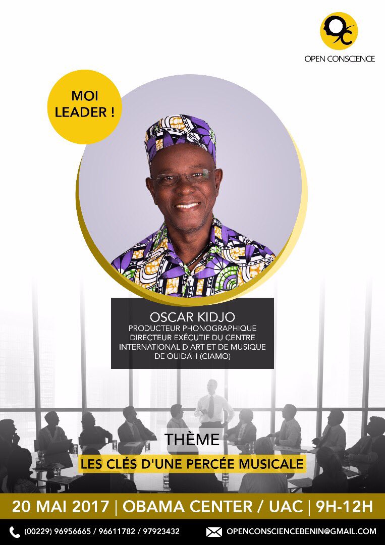 Open_Conscience's tweet photo. Prochaine formation 20.05.17
avec M. Oscar KIDJO #Team229 #Wasexo #music #Benin #Culture #Art #Jeunesse #Rap #startup #Star #OpenConscience https://t.co/vusrPYCn5Q