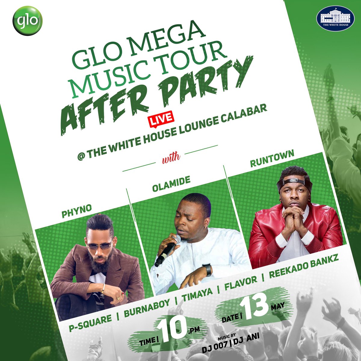 WHlounge's tweet photo. #glo mega tour after party @whitehouseloungee with @phynofino @runtown @baddosneh and others .
#WHLcalabar turnup! https://t.co/9iBa1B7koD