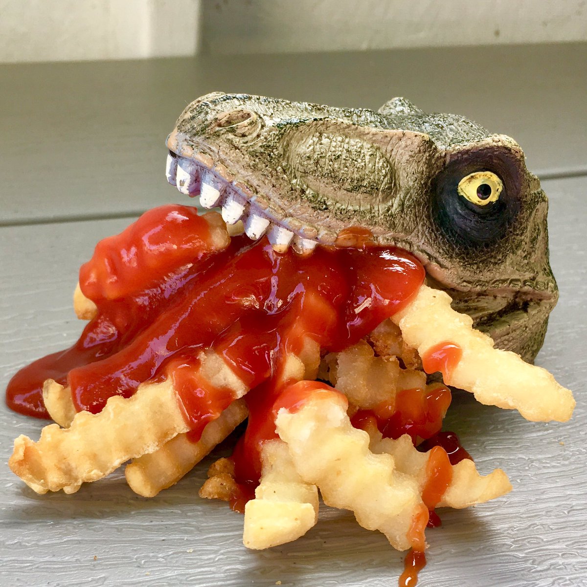 EastsideBigTom's tweet photo. Dinosaursare extinct because they used catsup on their fries instead of Goop. Silly dinosaurs. #dinosaurs  #goop #catsup https://t.co/qWVcRcwCzS
