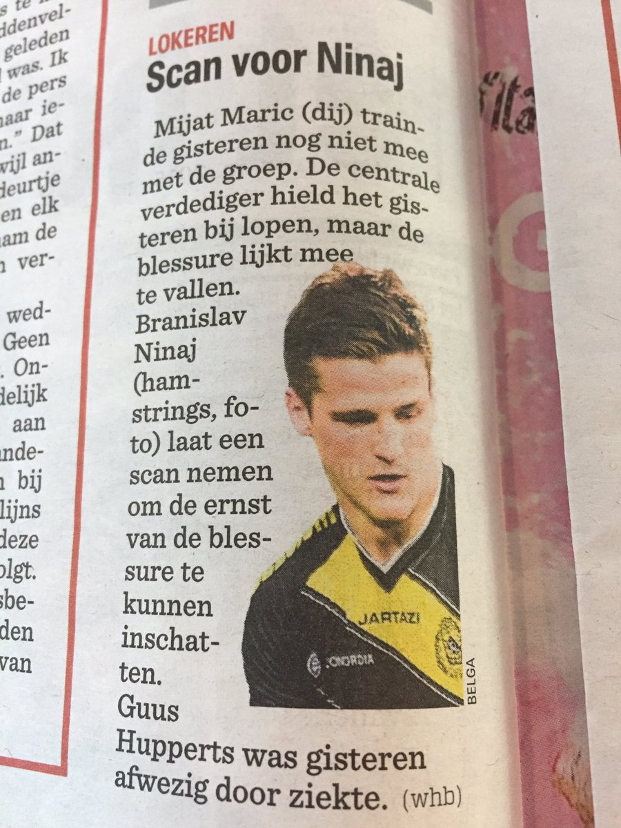 BeloftenLokeren's tweet photo. Ninaj lijkt in de krant verdacht veel op onze captain @MonsecourArno 😜@sportwereld_be #fail https://t.co/e9yvOzFohR
