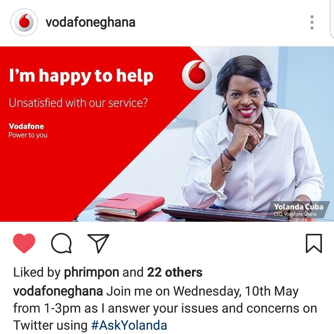 Angelamp001's tweet photo. Today!!! #AskYolanda 1-3pm GMT
#AskYolanda #vodafonegh #hapoytohelp #service https://t.co/GMfniaayEd