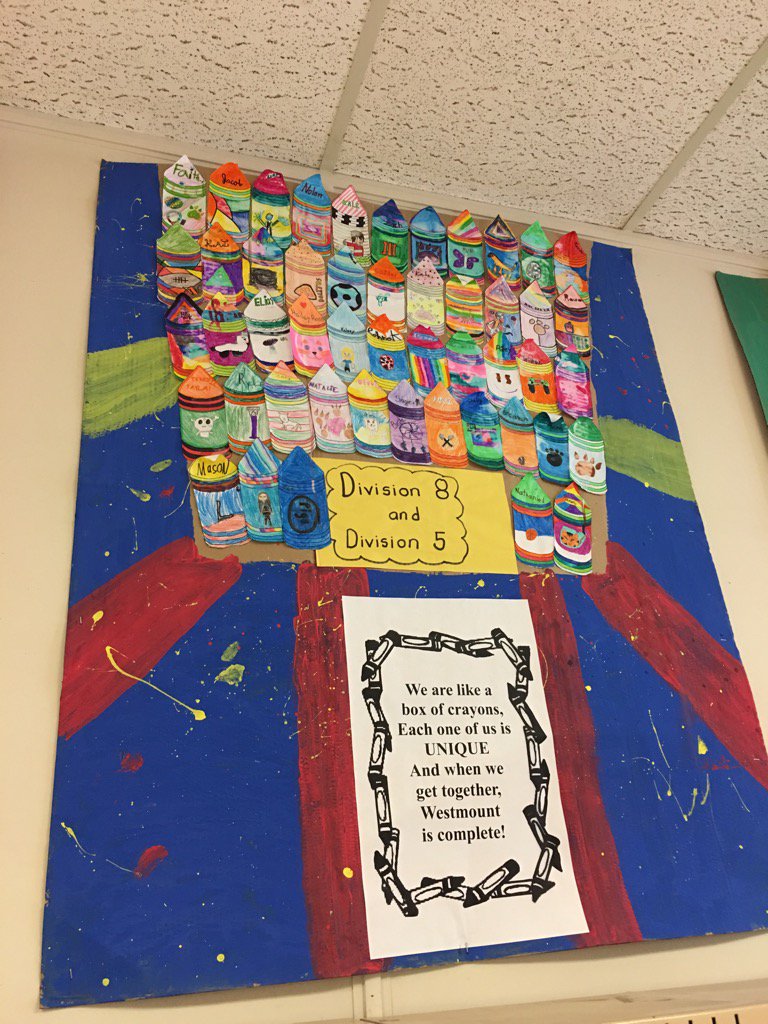 carolcdefehr's tweet photo. PBIS activity @westmount73 We are all a Box of Crayons- great message- and a wonderful visual in our school https://t.co/j89zqN2Chl
