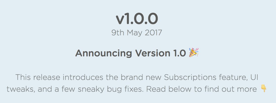 ReleasePage's tweet image. Announcing version 1.0 ⚡️🦄 🎉 - Introducing Subscribers! releases.releasepage.co

#releasepage #release