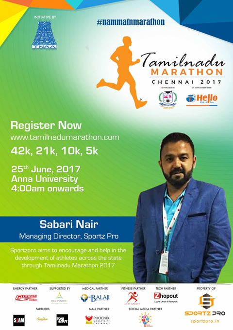 TNMarathon's tweet photo. Tamil Nadu Marathon 2017 ,Mr.Sabari Nair - Managing Director, Sportz Pro
#TamilNaduMarathon #NammaTNMarathon #SupportOurAthletes
#sportzpro https://t.co/zSbmrcltjZ