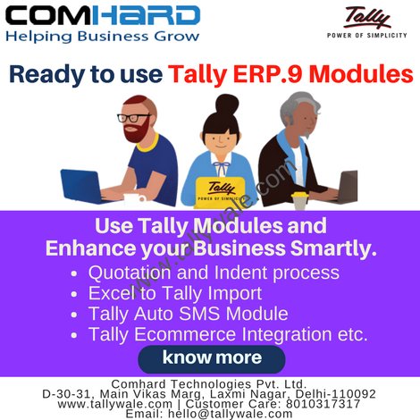 tallydealer's tweet image. #TallyERP9Modules-Ready to Implement Modules
Click to know-//goo.gl/T5ycVR
#AutoSmsModule #ExcelToTallyImport #TallyCustomisation @Tallywale