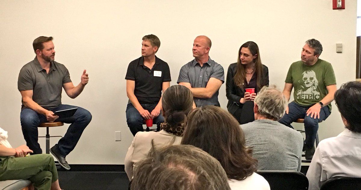 Rubingh's tweet photo. Great panel and open house tonight at @TeamRatio with @russwhitman @jennihogan @johncook among others β #innovators #SEATechForward https://t.co/32kFf5yMCQ