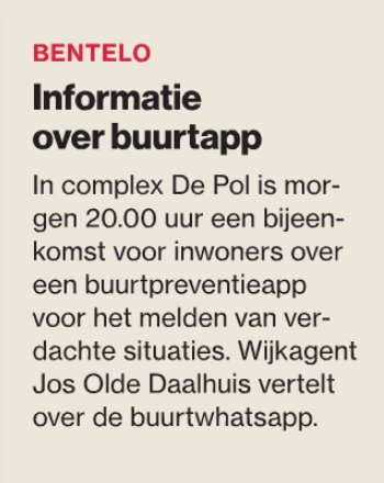 Tubantia: Informatie over buurtapp <a href="/DePolBentelo/">De Pol Bentelo</a>