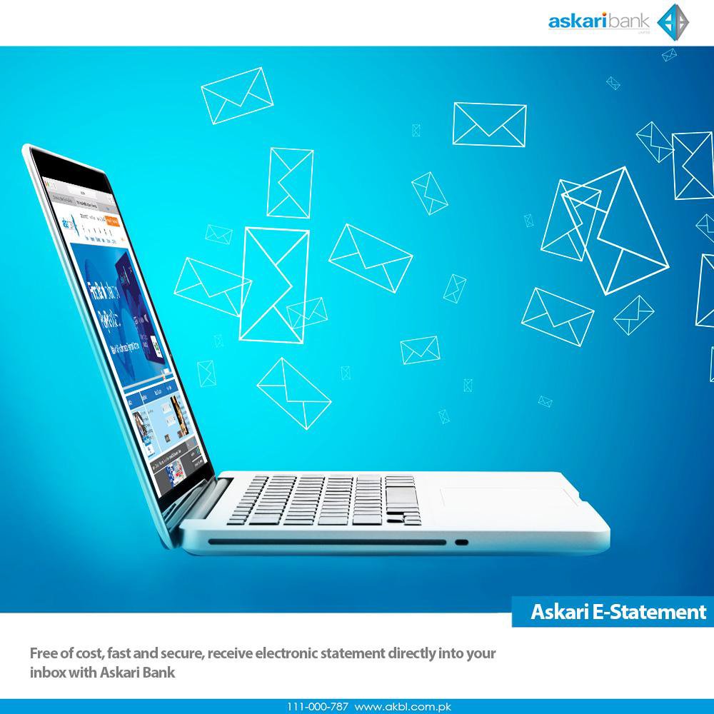 Askari_Bank's tweet image. A personal Email address is all you need where you will receive your e-Statement. 
For details: akbl.com.pk/services/alter… 
 #Estatement