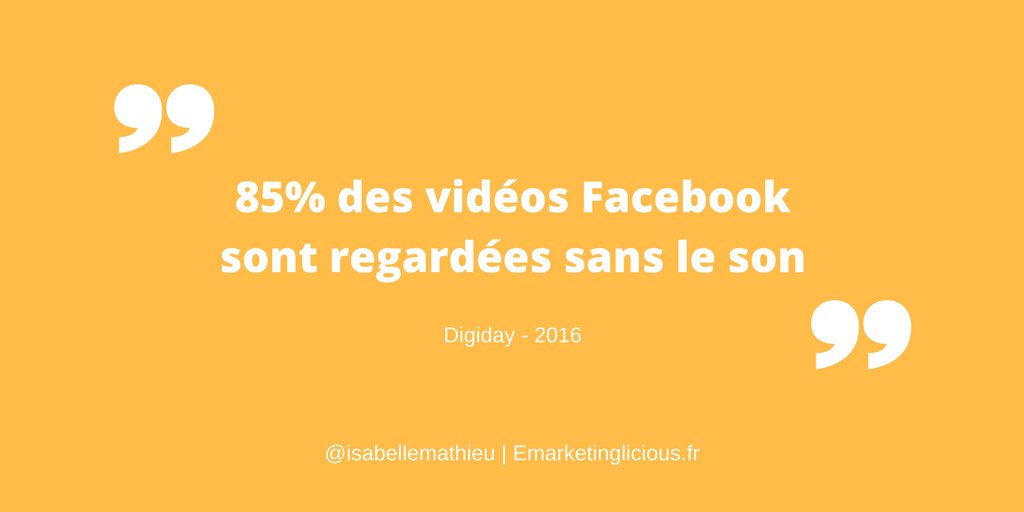isabellemathieu's tweet photo. 85% des vidéos #Facebook sont regardées sans le son 
#SocialMedia #Marketing https://t.co/uisCbvdjVl