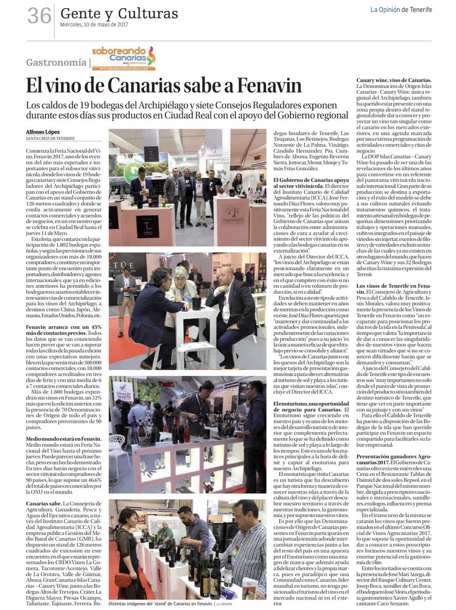 SaboreandoCan's tweet photo. 🍷 Hoy La Opinión publica nuestro reportaje sobre Fenavin 2017 el evento del sector vitivinícola + importante país.

https://t.co/Y6Kpv8VOAT https://t.co/Fe7sK563O9