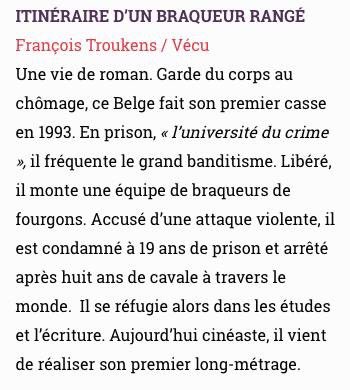 rdvjuillet's tweet photo. Braquo, cavale et zonzon. Ce parcours écrit au pied de biche a mené @Francoiskens jusqu'au cinéma. #CrimesEtChâtiments #RdvJuillet #Vécu https://t.co/pKHWcp4sww