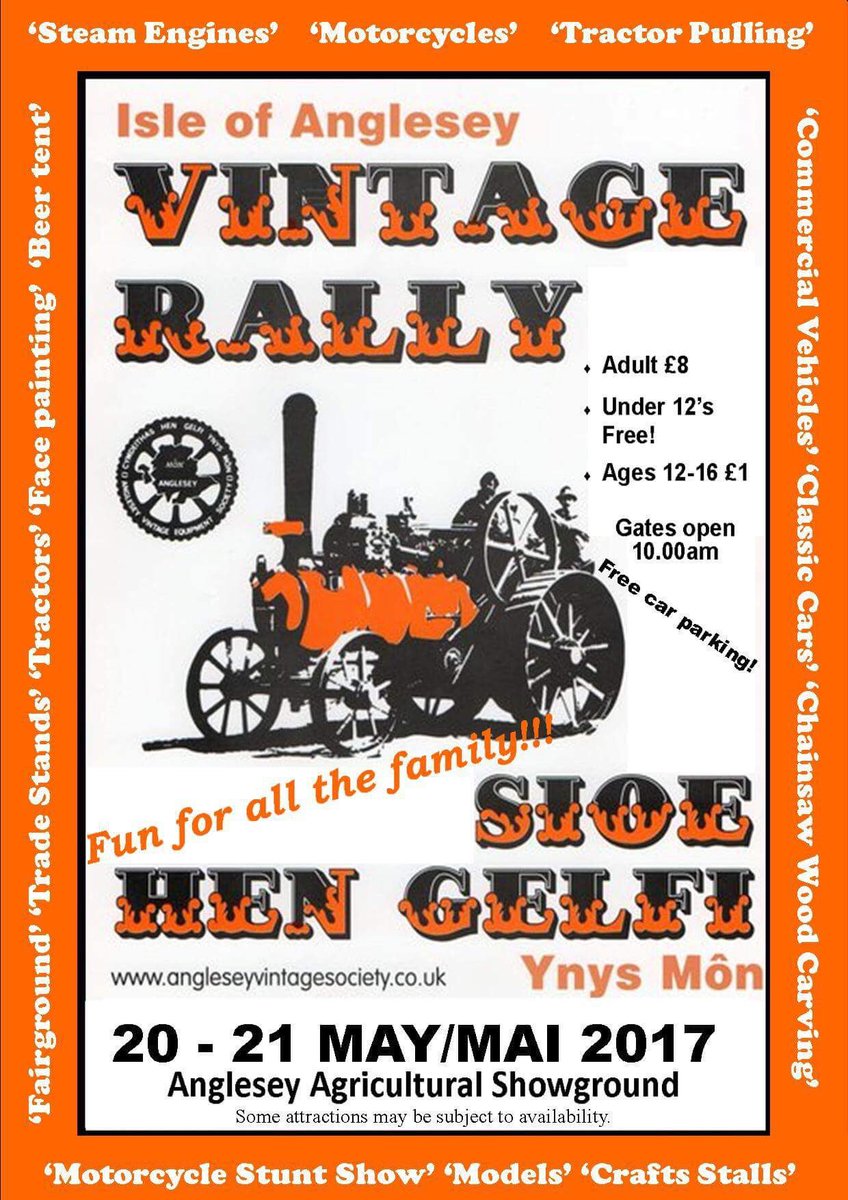 WeAreAnglesey's tweet photo. The @angleseyvintage Rally is on 20th and 21st May at the #Anglesey Showground in Mona. https://t.co/MV6UVl9HLj