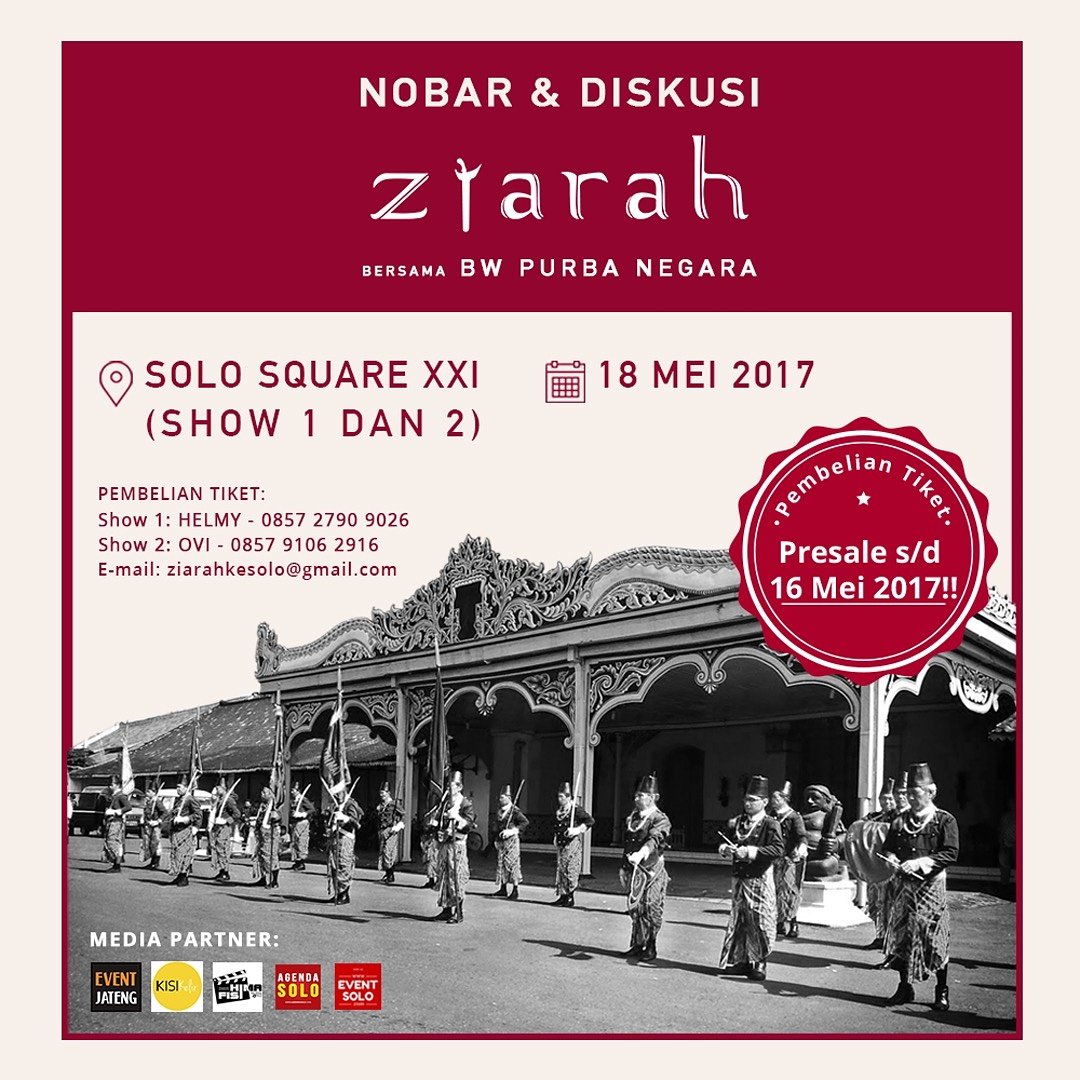 Halo Solo! 18 Mei nanti kami akan menggelar acara nobar&amp;diskusi film Ziarah bersama mas <a href="/bewe_bw/">BW Purba Negara</a> selaku sutradara