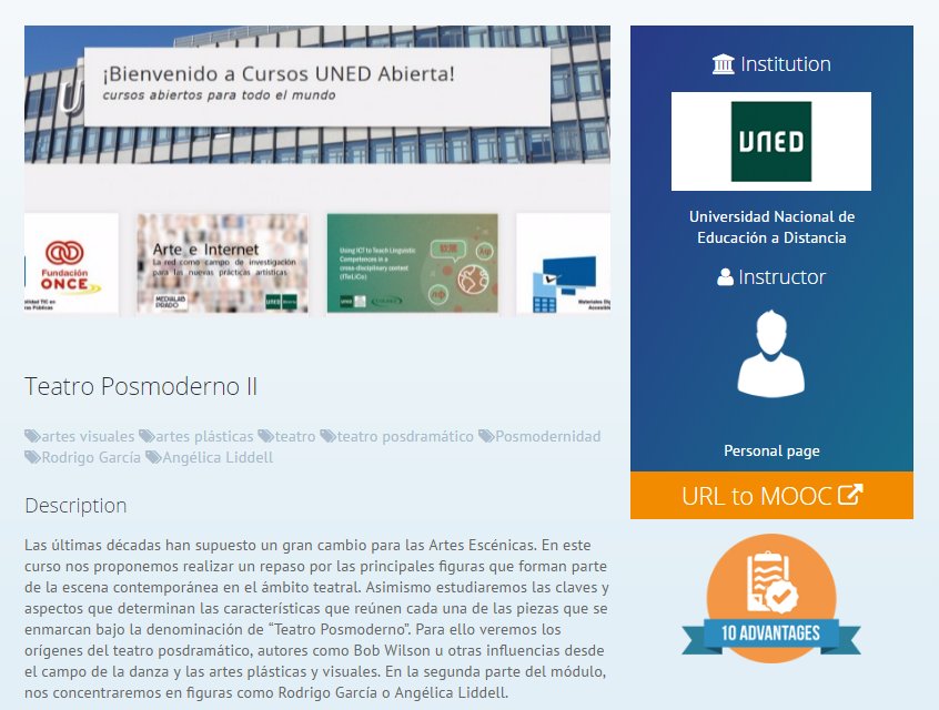 OpenupEd's tweet photo. Inscripciones abiertas para el #MOOC Teatro Posmoderno II https://t.co/vOg0UCwoWu ¡No te lo pierdas! Comienza el 22 de Mayo #OpenupEd @UNED https://t.co/zGWiXcztIO