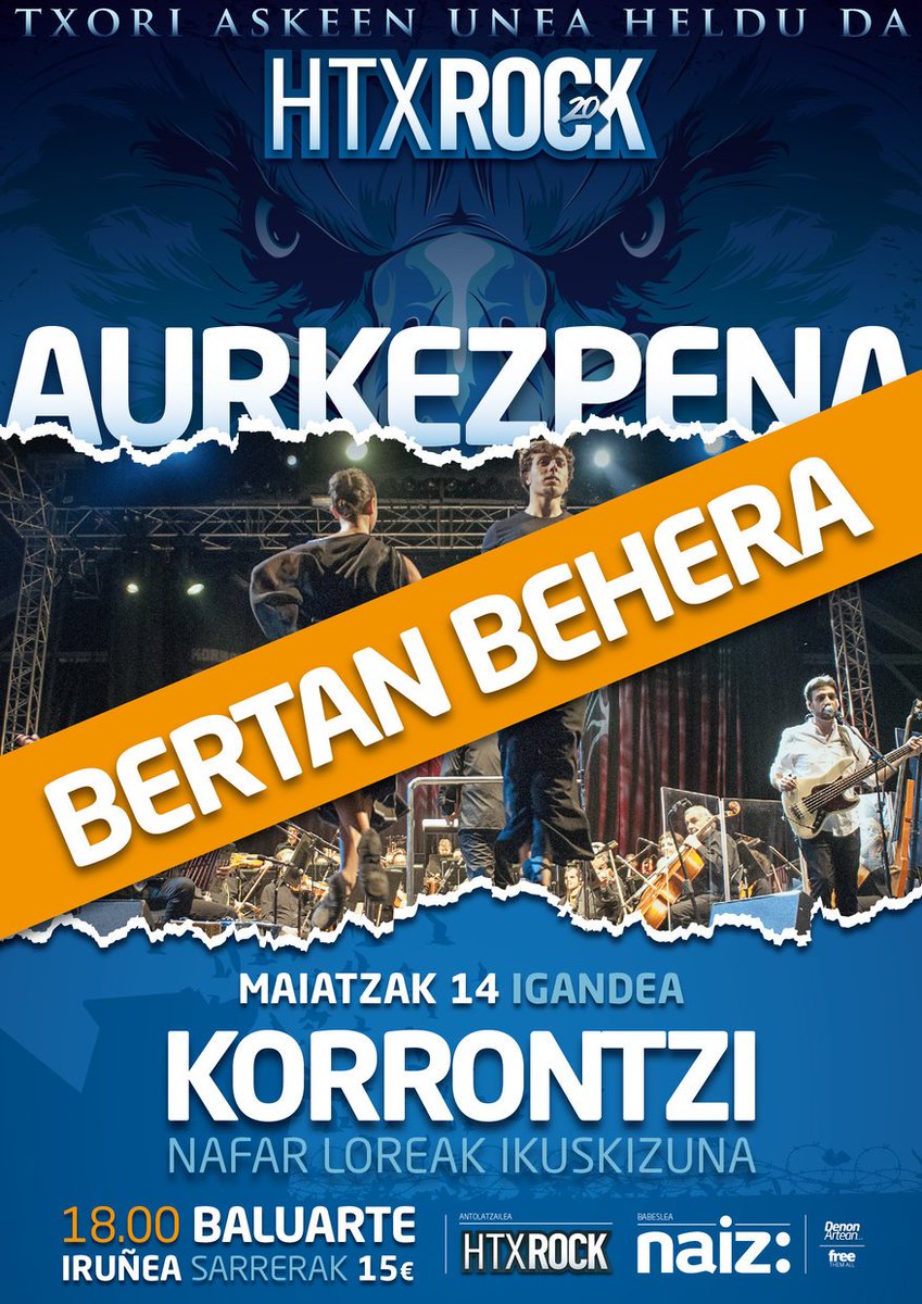Hatortxurock's tweet photo. ADI! Korrontzik Baluarten eskaini behar zuen ikuskizuna, bertan behera arrazoi desberdinengatik https://t.co/KuLweCcaxH https://t.co/KLQoaOmuyH