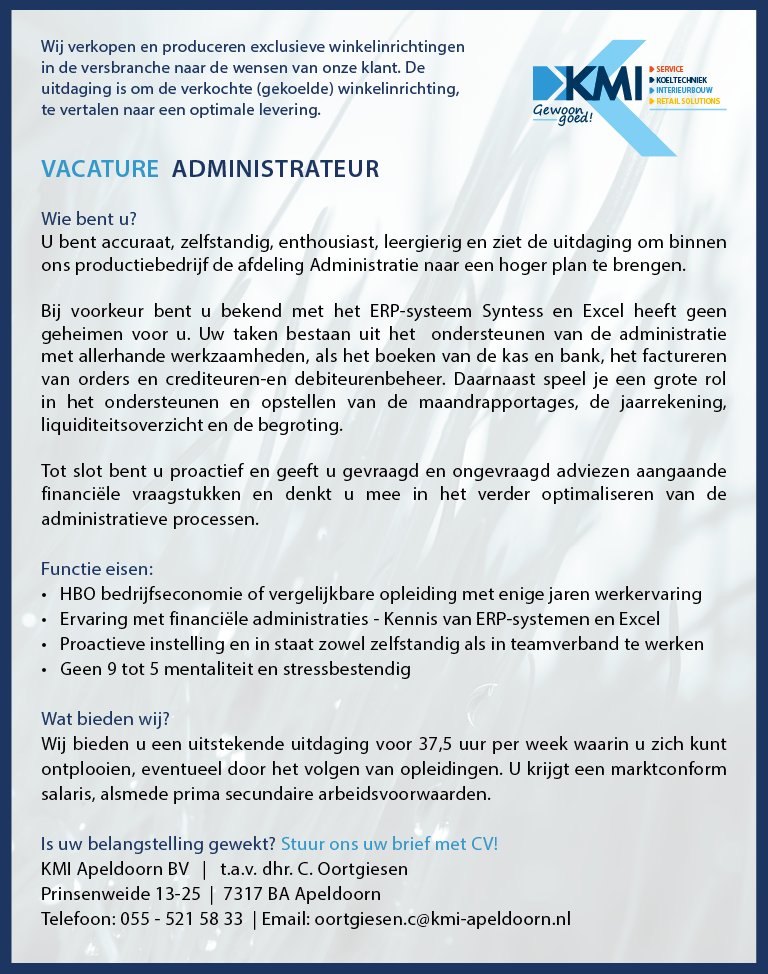 Wordt jij onze nieuwe collega? Bekijk de vacature en we horen graag van jou! #koelvanKMI
