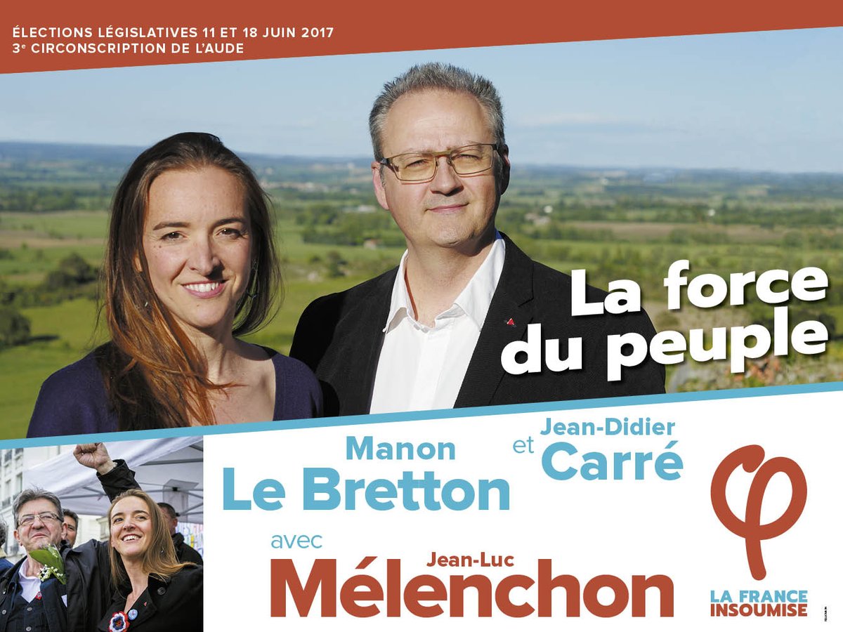 manonlebretton's tweet photo. #legislatives2017 #Aude 3e circonscription, les candidats de la #FranceInsoumise @LegislativesFI https://t.co/uGnZgXjLxt