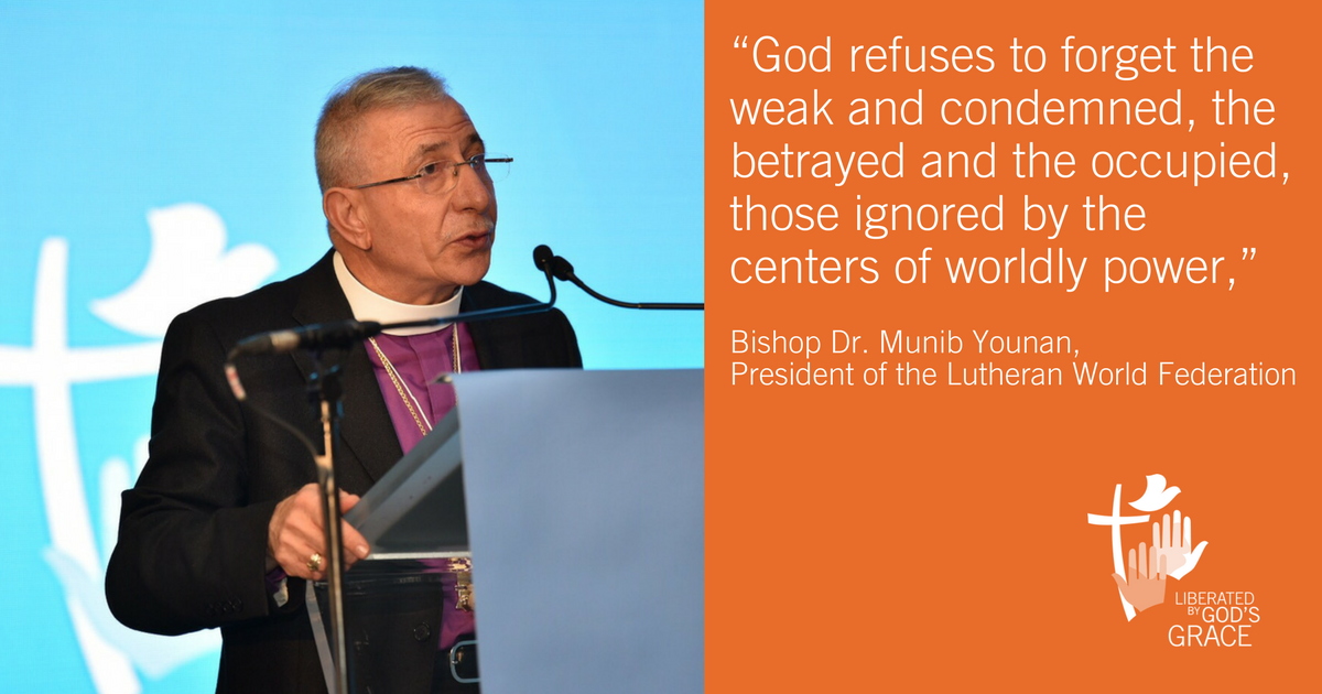 lutheranworld's tweet photo. Bishop Dr. Munib Younan addressed the participants to the #lwfassembly with powerful words of gratitude and encouragements https://t.co/FRlscGJkfZ