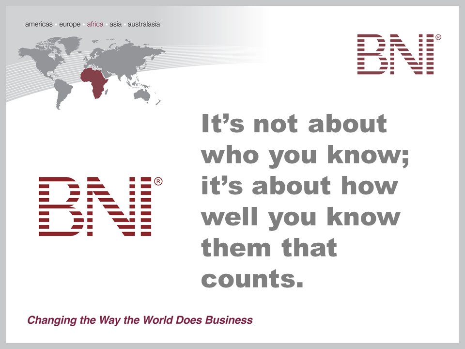 BNI_CapeSummit's tweet photo. And when you know people well enough, you let those referrals flow! #Referrals #NetworkingRules https://t.co/gfixqkdJ57