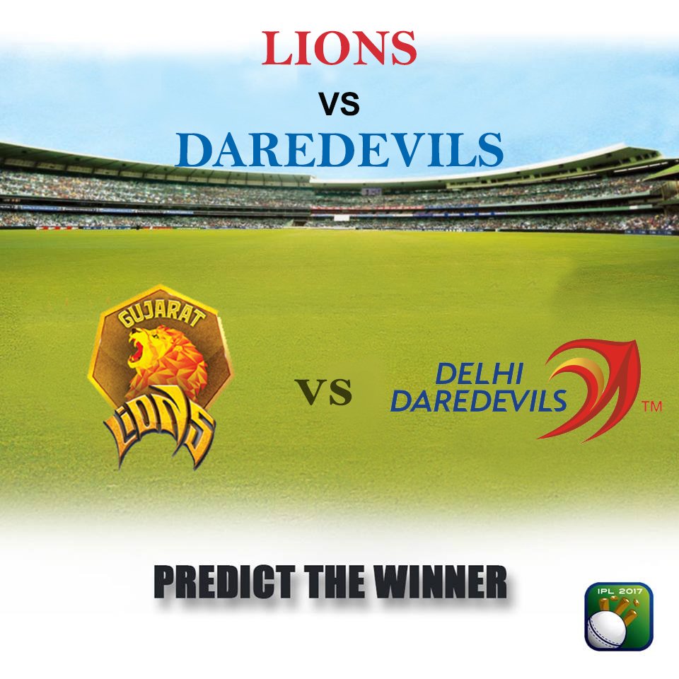 IPL2017App's tweet photo. Get ready for the match..
@TheGujaratLions vs @DelhiDaredevils 
Who will win?
#ipl #ipl10 #t20league #ipl2017updates #ipl10ishere #t20league https://t.co/4ldcKaTISd