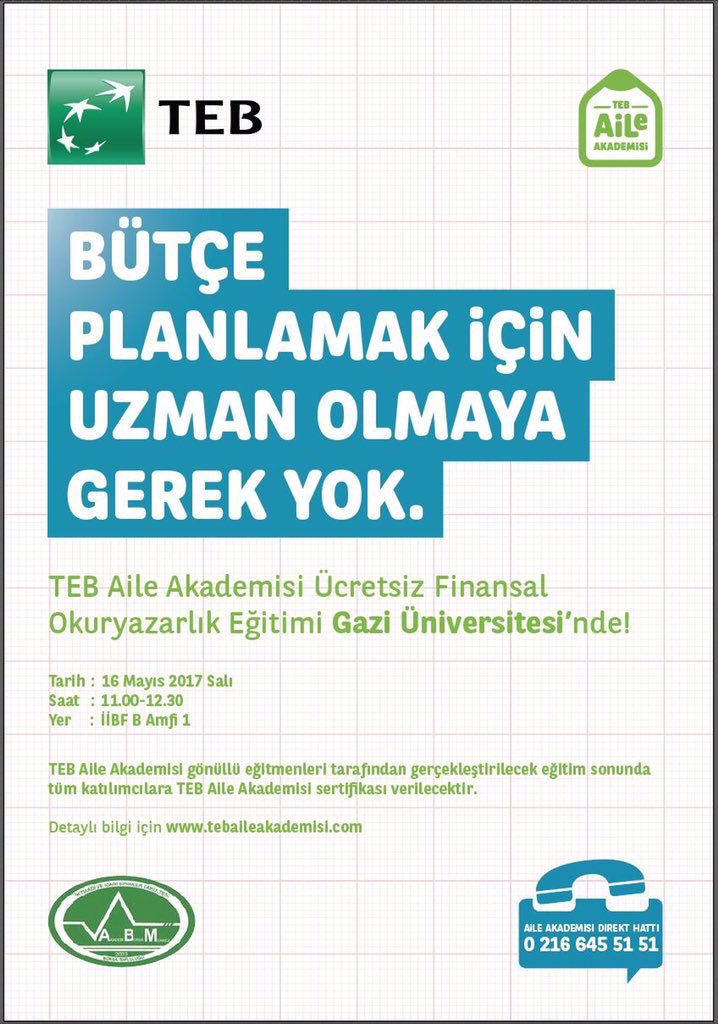 Bütçe planlamak hiç bu kadar kolay olmamıştı, 16 Mayıs'ta Gazi İİBF'deyiz. 
#tebaileakademi #ABMilezirveye