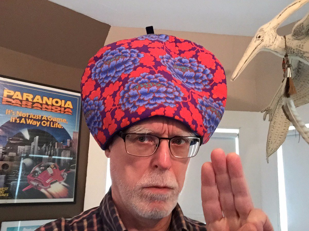 RevLovebutter's tweet photo. Does this hat make my karma look fat? https://t.co/DAb2puaZG4 Did I win the headgear contest? Tell me at Kraken, Germany, Oct 20-23 https://t.co/od8YeFwZfW