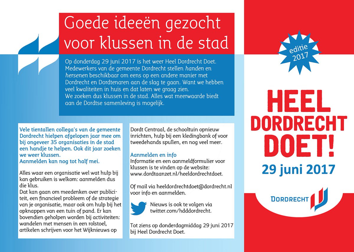 WijkenDordrecht's tweet photo. Idee voor een klus? Zie ook https://t.co/ycf0OJ9JfS #dordrecht #HDDDordrecht #MODordt #participatie https://t.co/isbmcrC9Ov